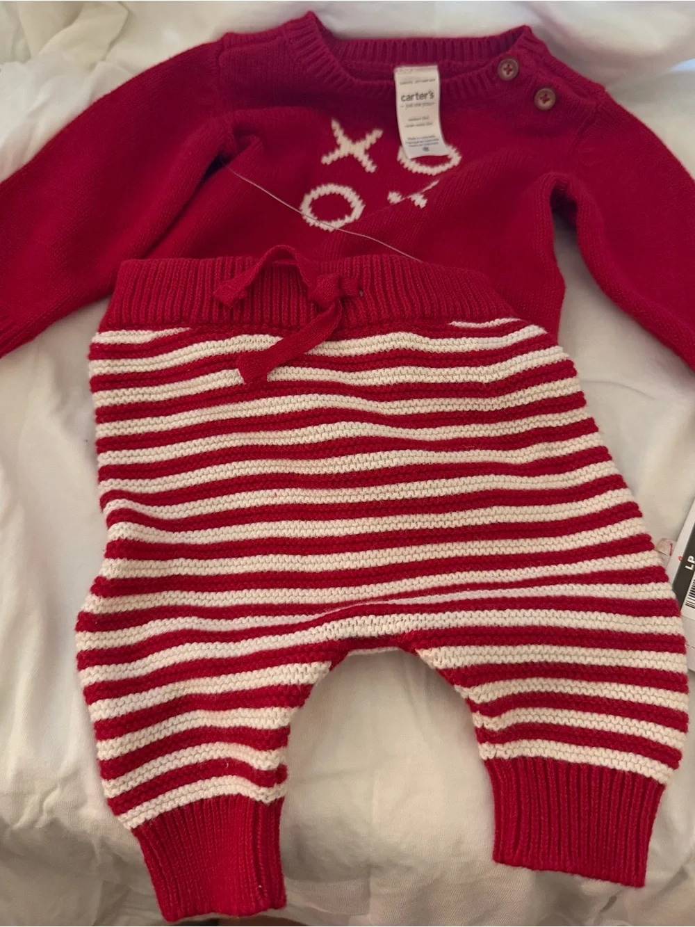 Carter's Red Knit Baby Sweater with White XO Pattern